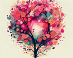 Pink watercolour blossom tree paint by numbers kit for beginners