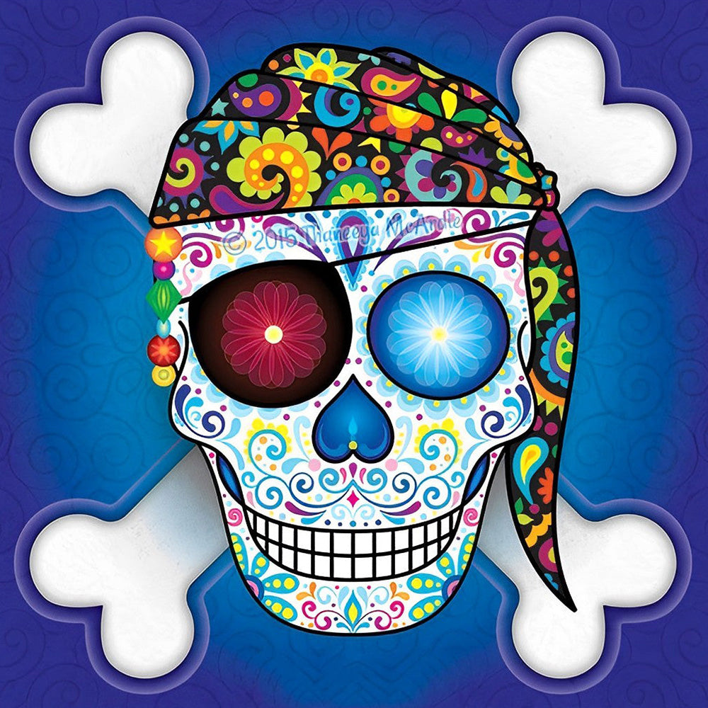 Pirate sugar skull and crossbones cross stitch kit for beginners