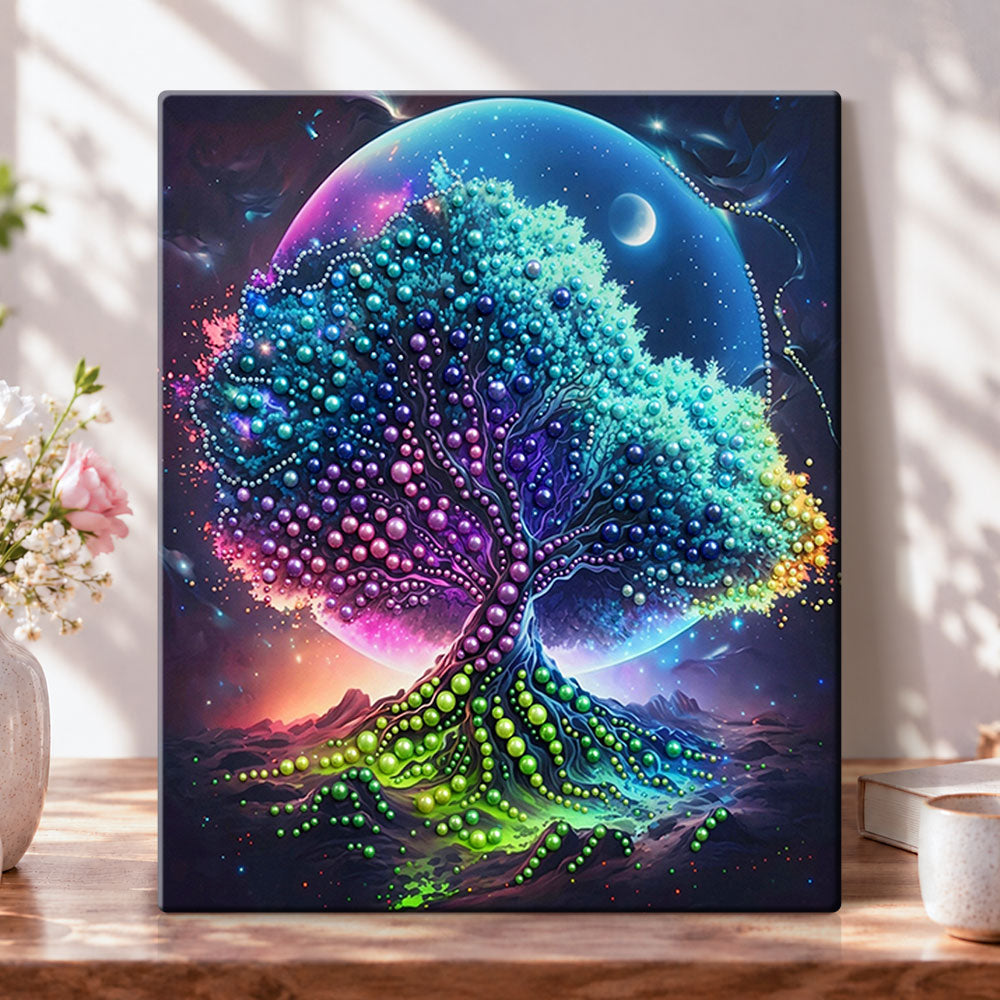 Planetary tree fantasy pearl diamond painting kit for beginners