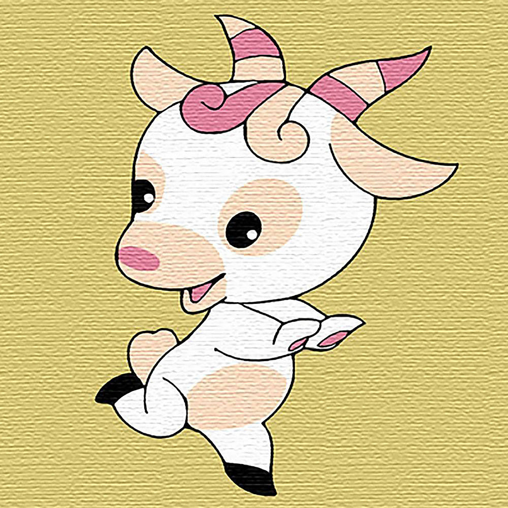 Playful baby goat cross stitch kit for beginners