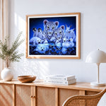 Polar animal cubs collage paint by numbers artwork displayed on wall as home decor