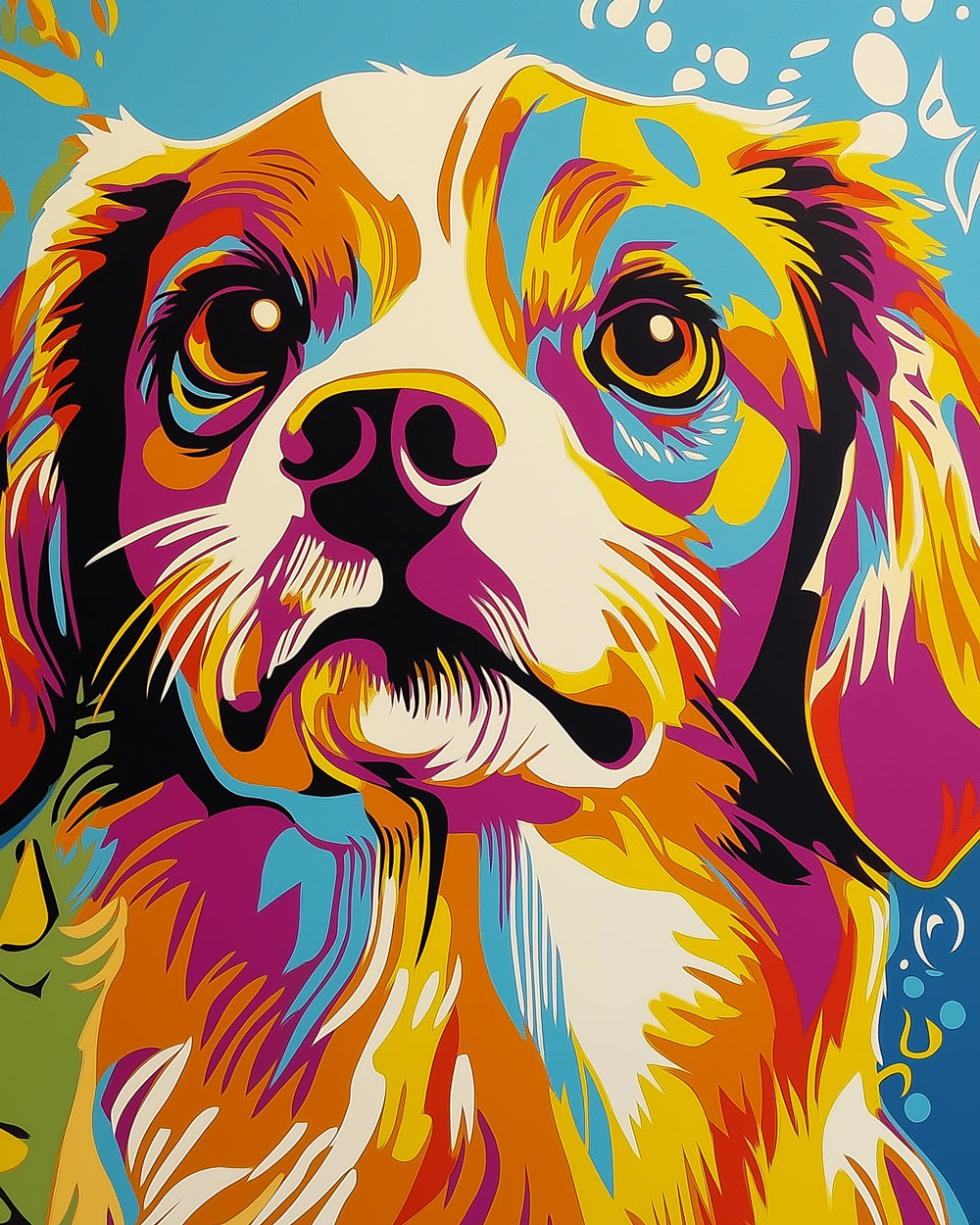 Pop art cavalier king charles spaniel paint by numbers kit for beginners