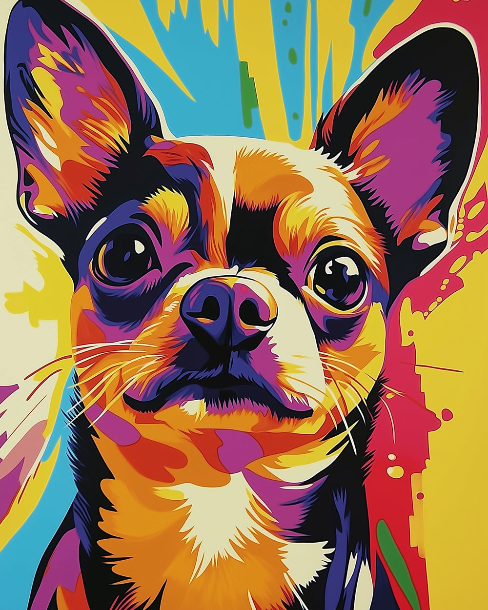 Pop art chihuahua paint by numbers kit for beginners