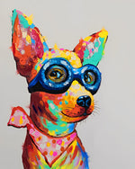 Pop art chihuahua with goggles cross stitch kit for beginners