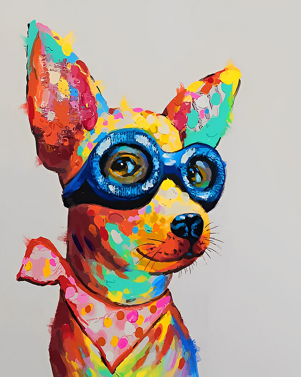 Pop art chihuahua with goggles cross stitch kit for beginners