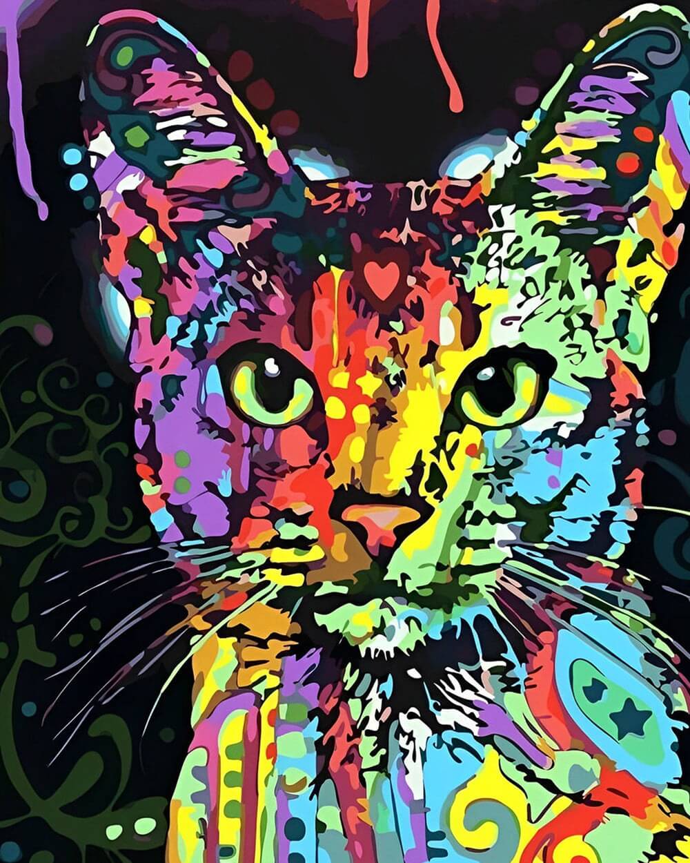 Pop art colourful cat cross stitch kit for beginners