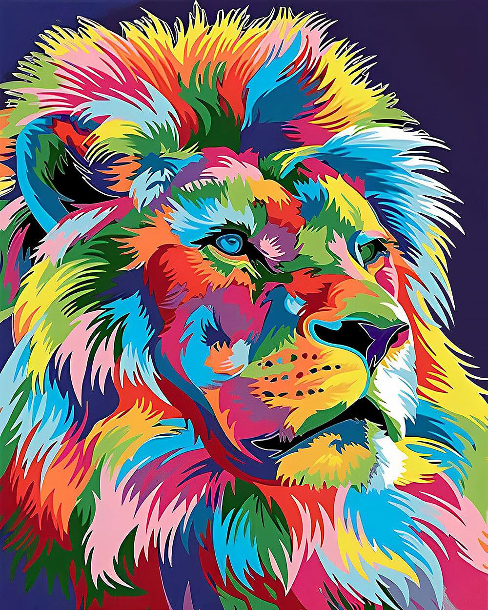 Pop art colourful lion cross stitch kit for beginners