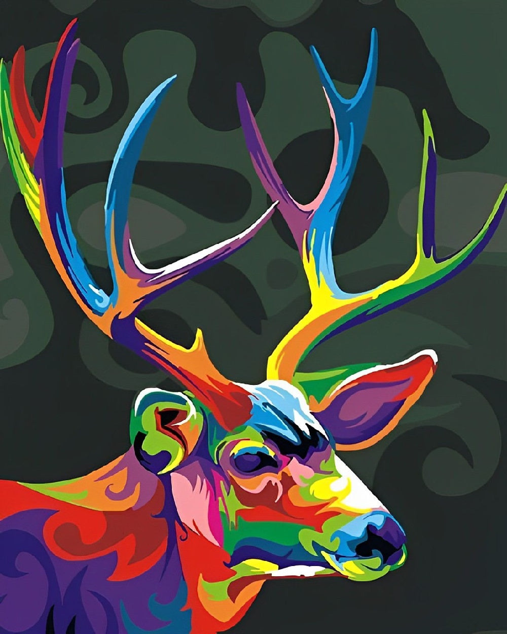 Pop art colourful stag cross stitch kit for beginners