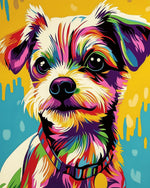 Pop art colourful terrier paint by numbers kit for beginners