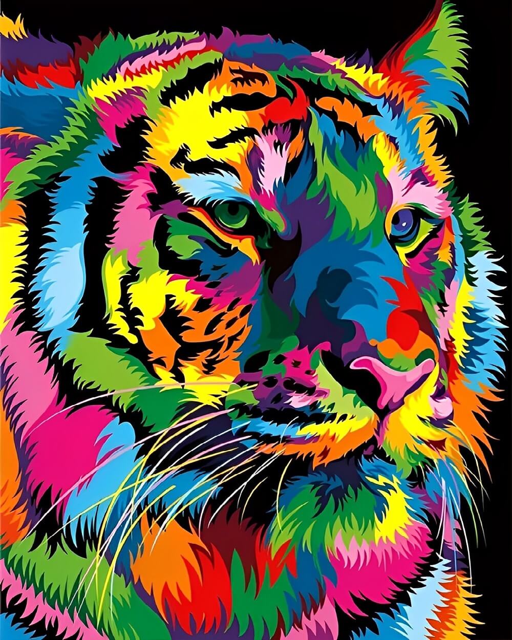 Pop art colourful tiger cross stitch kit for beginners