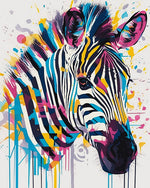 Pop art colourful zebra head cross stitch kit for beginners