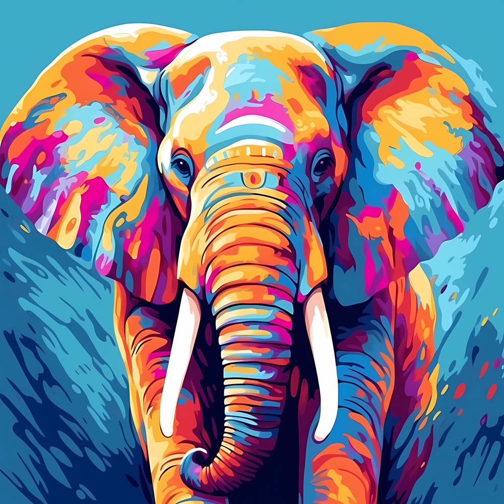 Pop art elephant cross stitch kit for beginners