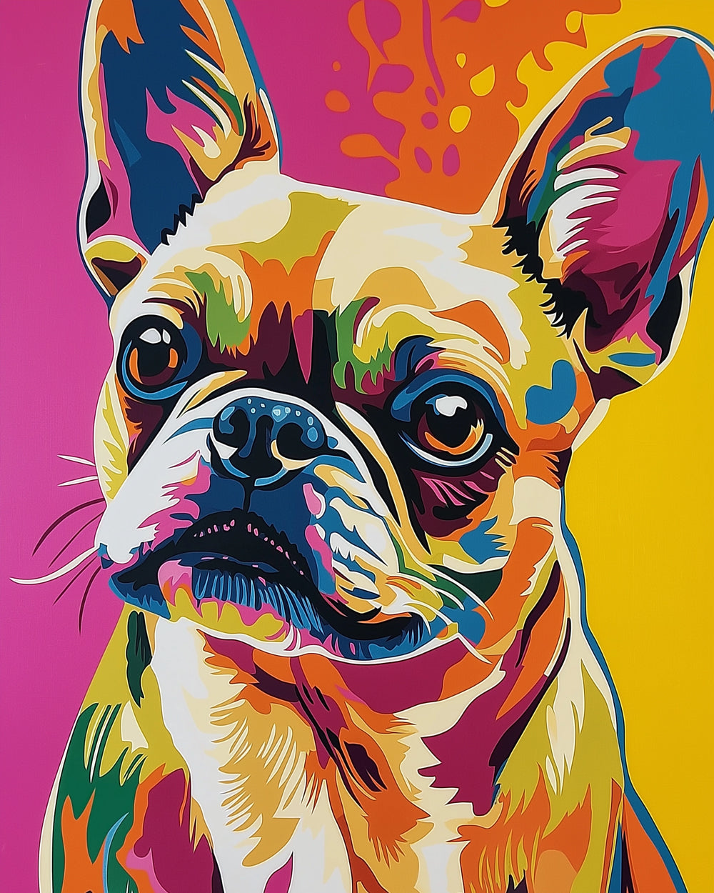 Pop art french bulldog paint by numbers kit for beginners