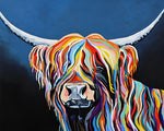 Pop art rainbow highland cow cross stitch kit for beginners