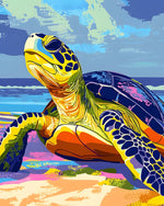 Pop art sea turtle paint by numbers kit for beginners