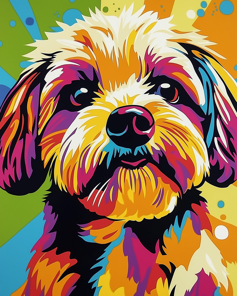 Pop art shih tzu paint by numbers kit for beginners