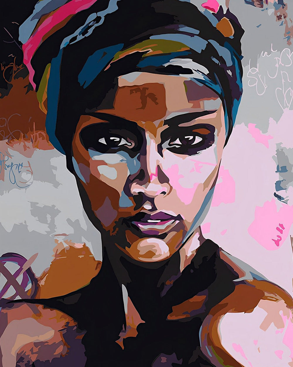 Pop art style african woman cross stitch kit for beginners