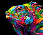 Pop art style chameleon head cross stitch kit for beginners