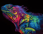 Pop art style iguana head cross stitch kit for beginners