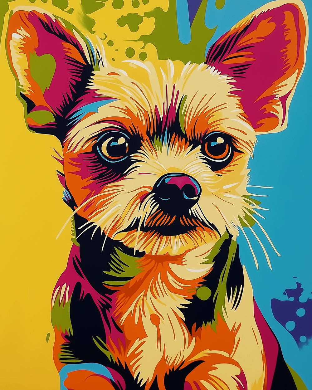 Pop art yorkshire terrier cross stitch kit for beginners