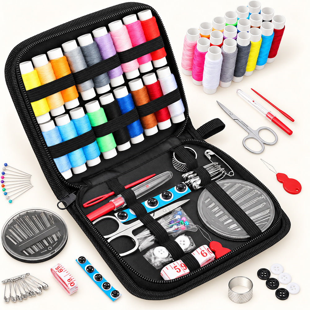 85-Piece Portable Sewing Kit with Threads and Sewing Tools