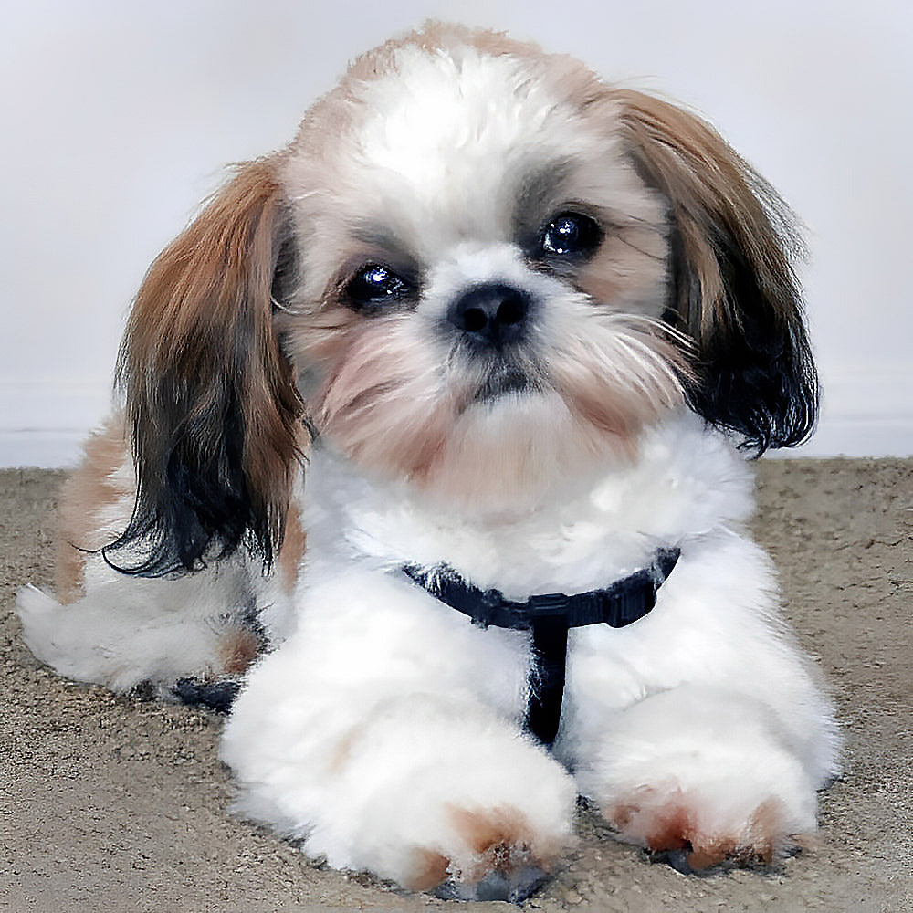 Portrait of a cute shih tzu puppy cross stitch kit for beginners