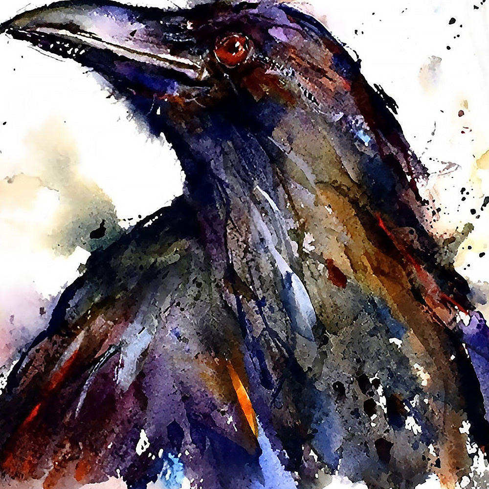 Portrait of a raven cross stitch kit for beginners