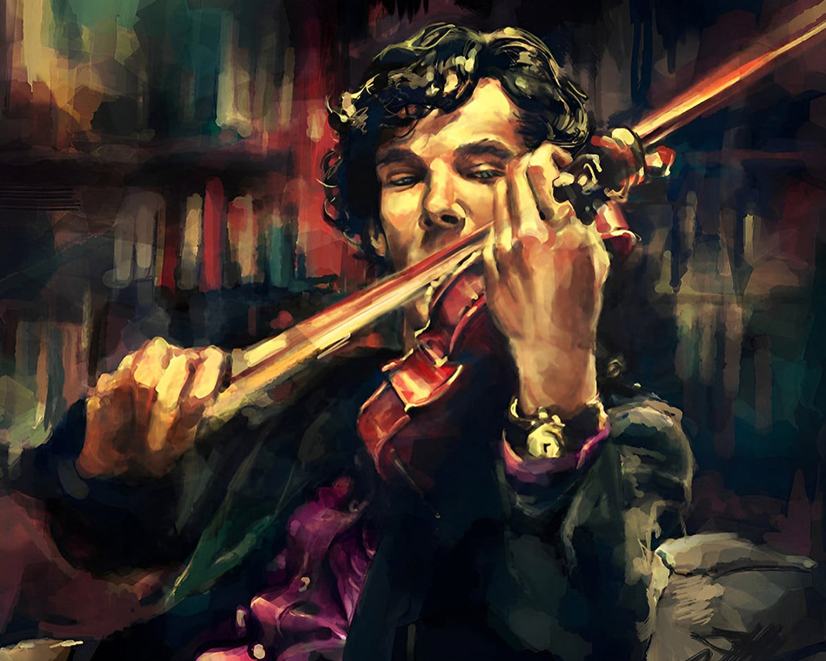 Portrait of a violinist cross stitch kit for beginners