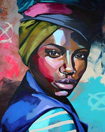Portrait of a woman with headwrap paint by numbers kit for beginners