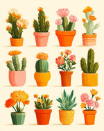 Potted cacti and succulents collection cross stitch kit for beginners