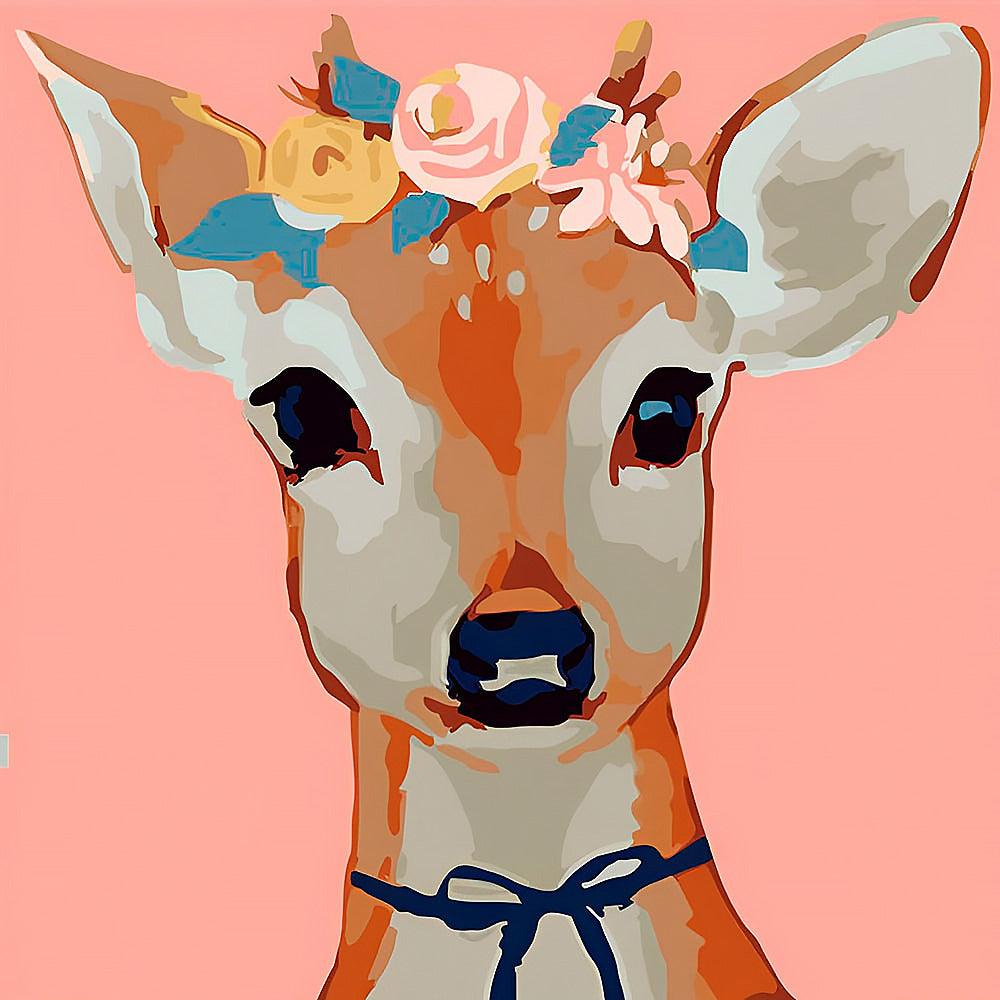 Pretty floral deer cross stitch kit for beginners