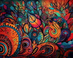 Psychedelic abstract botanical pattern cross stitch kit for beginners