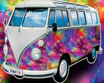 Psychedelic colourful camper van paint by numbers kit for beginners