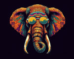 Psychedelic elephant with sunglasses cross stitch kit for beginners
