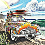 Psychedelic surfer van cross stitch kit for beginners