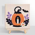 Pumpkin with candle punch needle kit for beginners