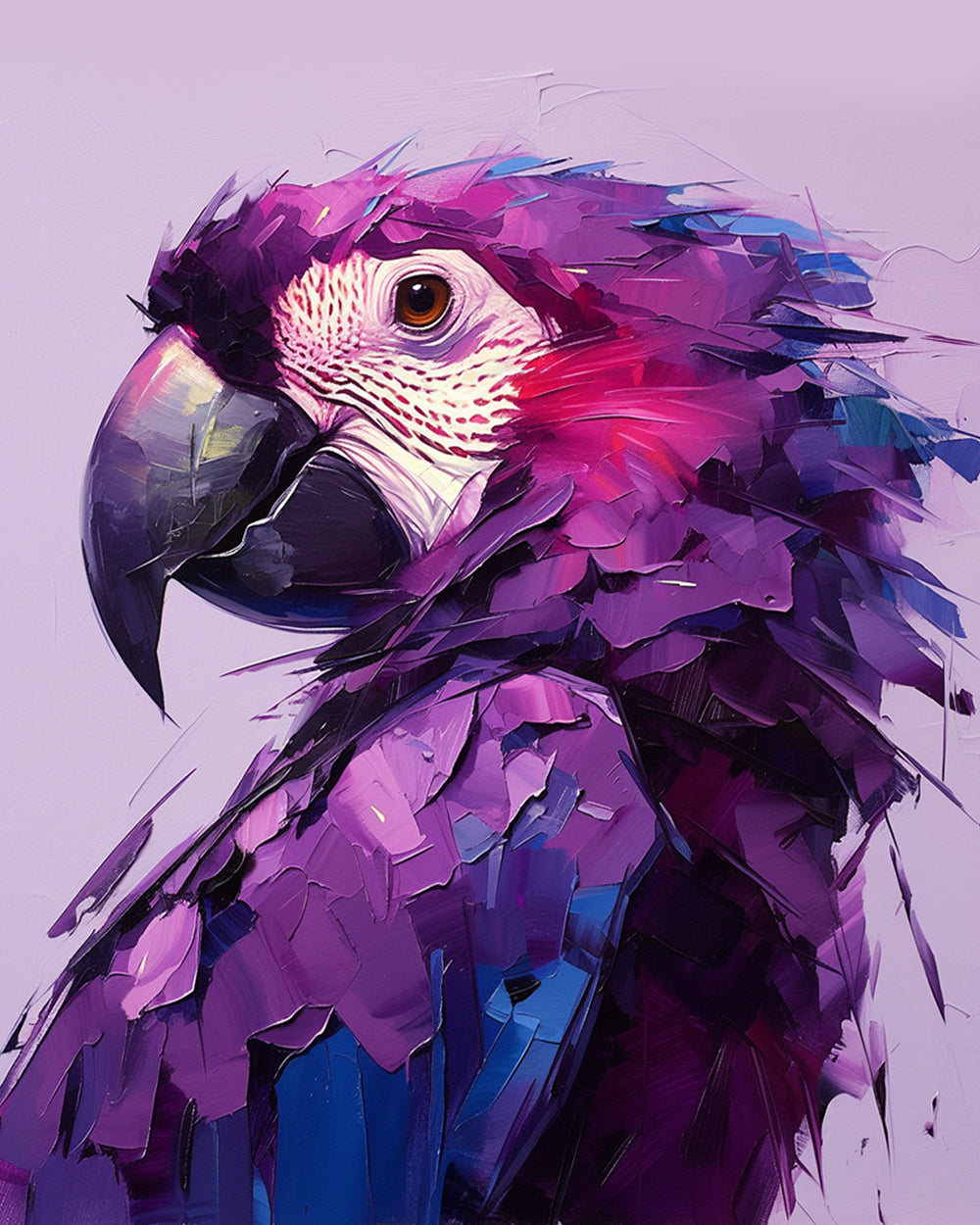Purple abstract macaw cross stitch kit for beginners