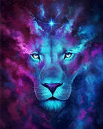 Purple and blue galaxy lion cross stitch kit for beginners