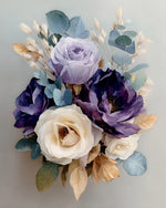 Purple and cream floral bouquet cross stitch kit for beginners
