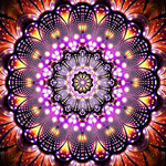 Purple and gold glowing mandala cross stitch kit for beginners