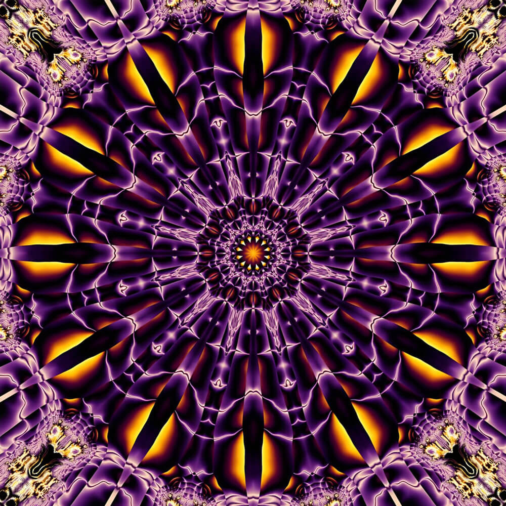 Purple and gold kaleidoscope mandala cross stitch kit for beginners