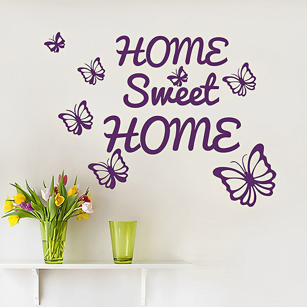 Purple butterflies and home sweet home sign cross stitch kit for beginners