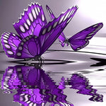 Purple butterflies with water reflection cross stitch kit for beginners
