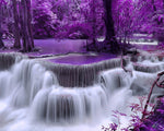 Purple forest waterfall cross stitch kit for beginners