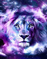 Purple galaxy lion cross stitch kit for beginners