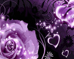 Purple glitter roses and hearts cross stitch kit for beginners