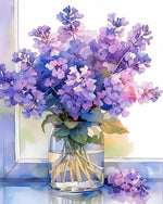 Purple lilacs in a jar cross stitch kit for beginners