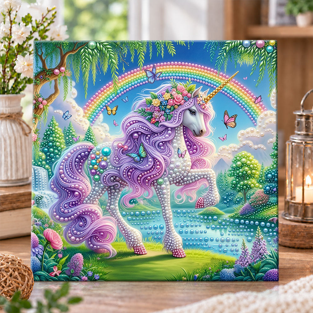 Purple mane unicorn by lakeside pearl diamond painting kit for beginners