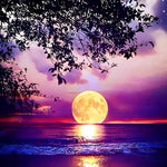 Purple moonlit ocean waves cross stitch kit for beginners