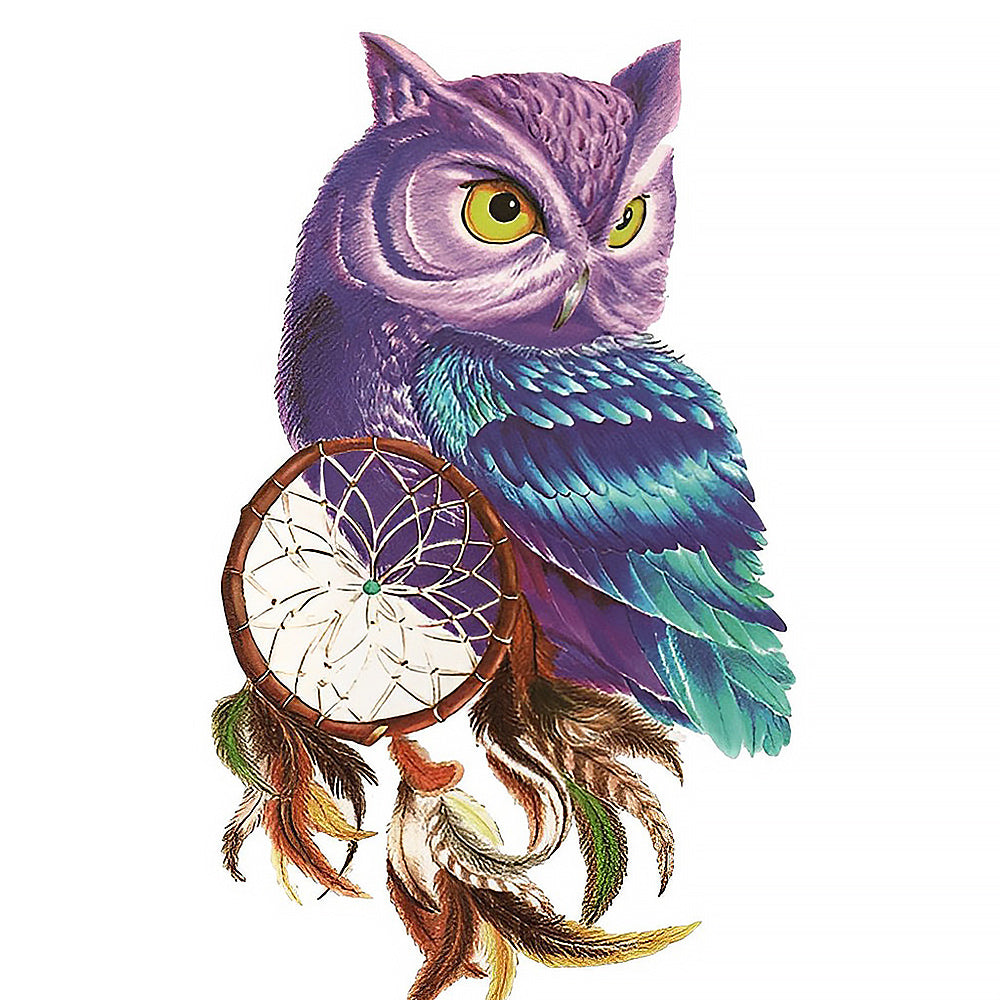 Purple owl with dreamcatcher cross stitch kit for beginners